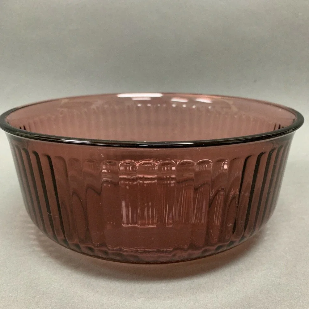 Amethyst‎ Purple Glass Ribbed Vegetable Serving Bowl 9 1/2